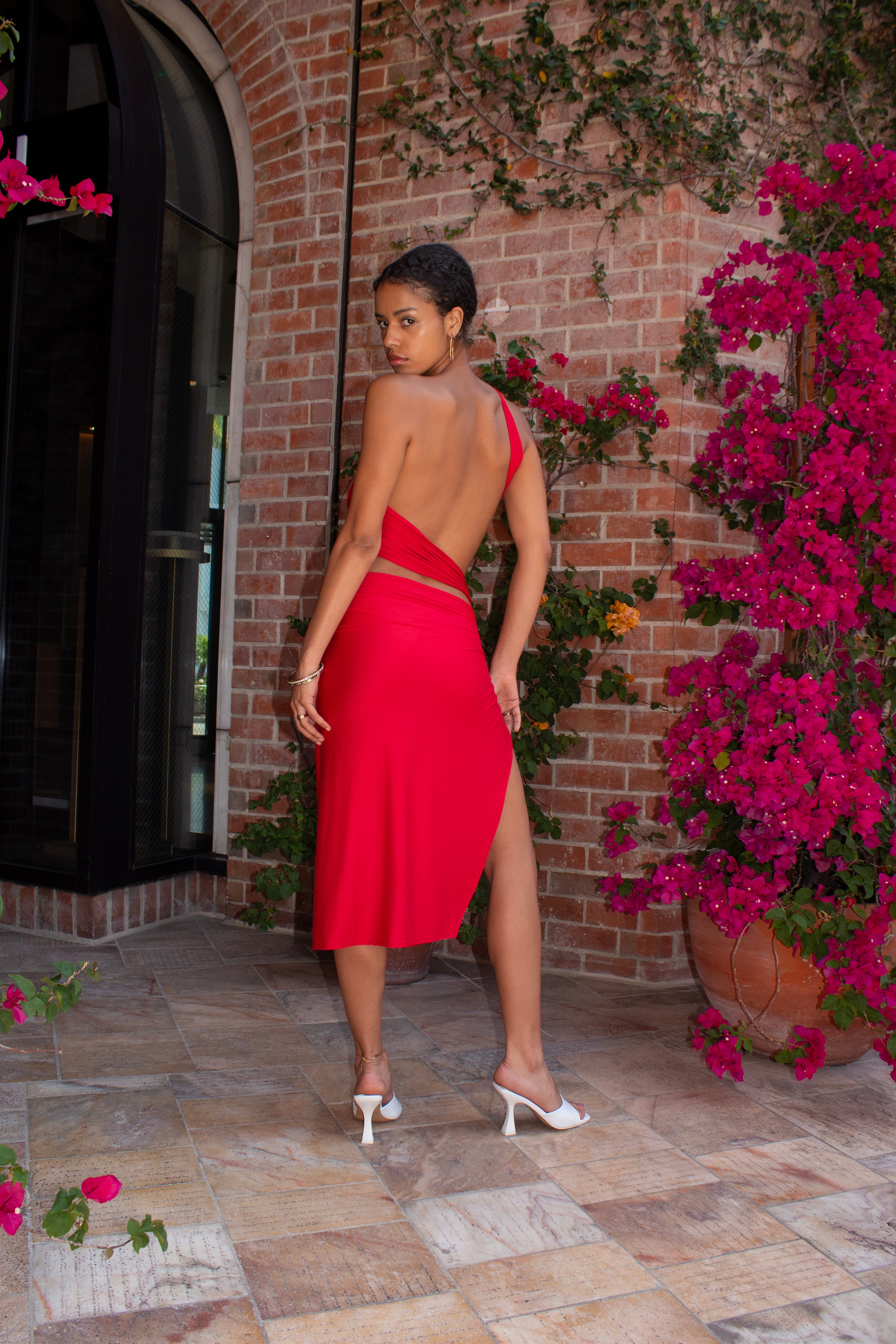 Sarita Wrap Dress in Sensual Scarlet